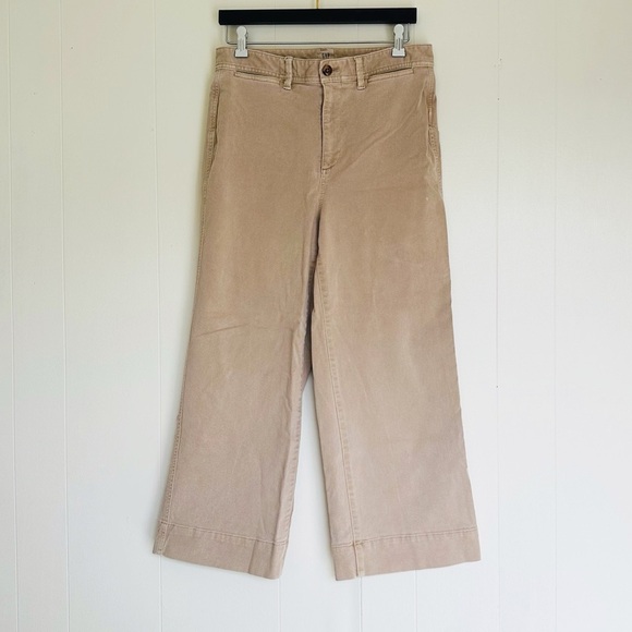 GAP Denim - GAP High Rise Wide Leg Crop Stretch Denim Jeans in Tan Size 10